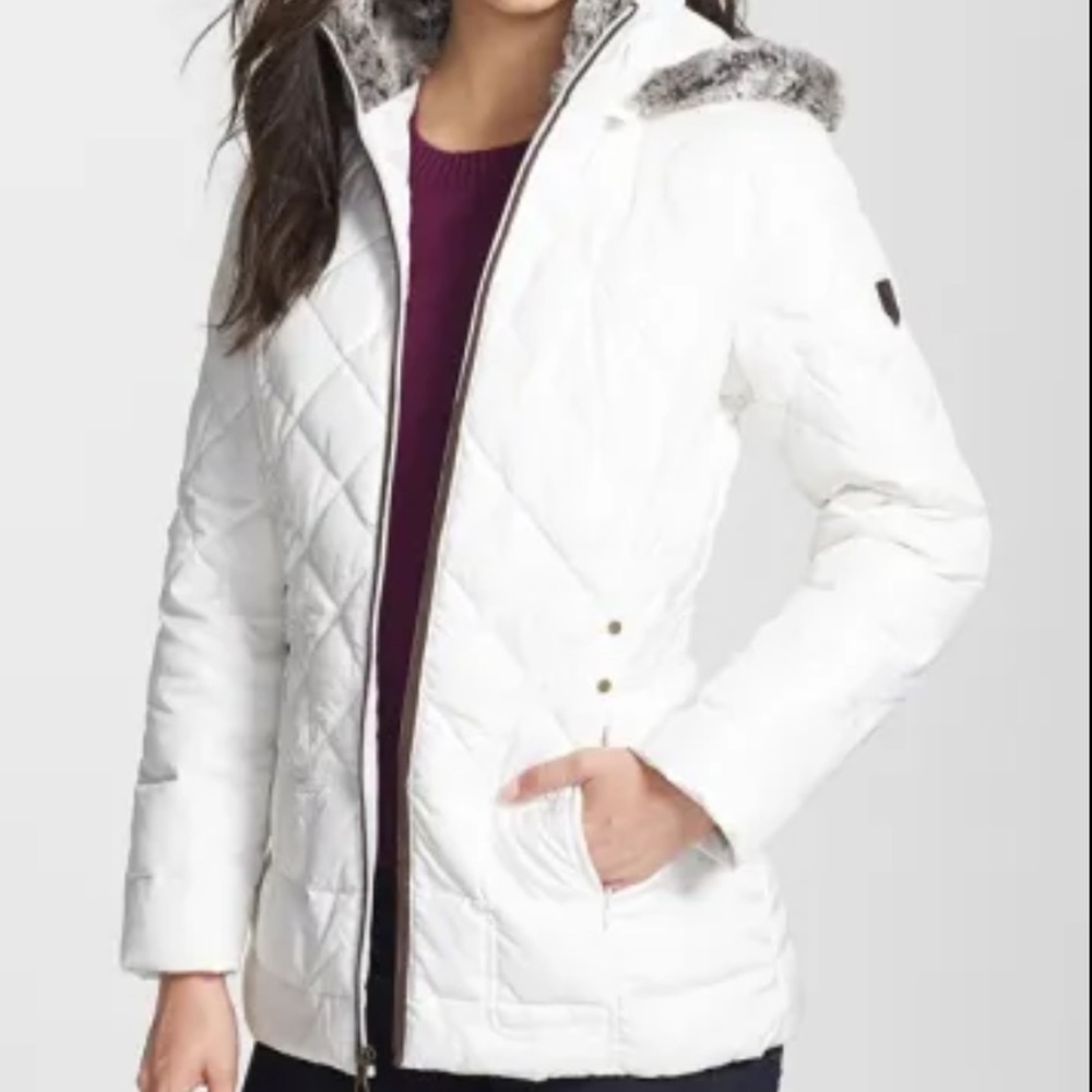 Larry Levine puffer Jacket with Faux Fur Hood